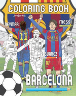 Book cover for Messi, Neymar, Suarez and F.C. Barcelona: Soccer (Futbol) Coloring Book for Adults and Kids
