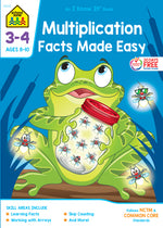Book cover for School Zone Multiplication Facts Made Easy Grades 3-4 Workbook
