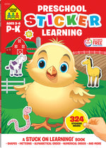 Book cover for School Zone Preschool Sticker Learning Workbook