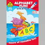 Book cover for School Zone Alphabet Fun! Write & Reuse Workbook