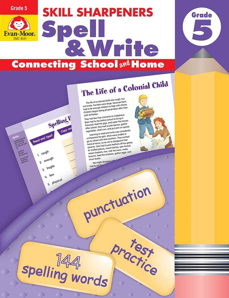 Book cover for Skill Sharpeners: Spell & Write, Grade 5 Workbook