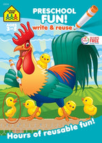 Book cover for School Zone Preschool Fun! Write & Reuse Workbook