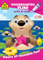 Book cover for School Zone Kindergarten Fun! Write & Reuse Workbook