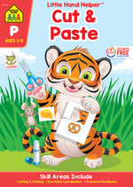 Book cover for School Zone Cut & Paste Workbook with Stickers