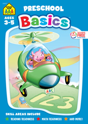 Book cover for School Zone Preschool Basics 96-Page Workbook