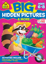 Book cover for School Zone Big Hidden Pictures & More Workbook