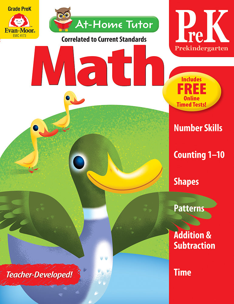 Book cover for At-Home Tutor: Math, Prek Workbook