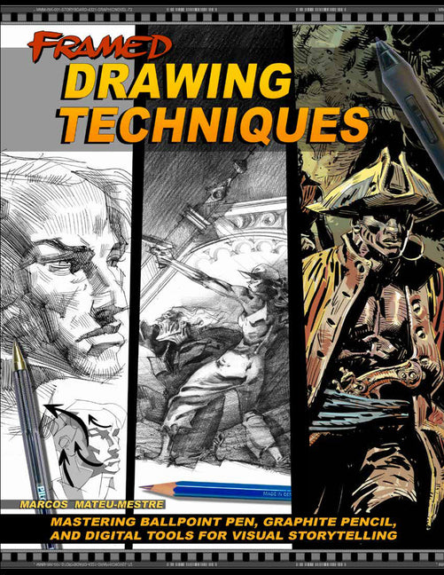 Book cover for Framed Drawing Techniques: Mastering Ballpoint Pen, Graphite Pencil, and Digital Tools for Visual Storytelling