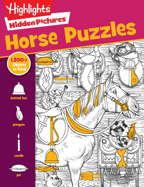 Book cover for Horse Puzzles: A Hidden Pictures Activity Book for Kids 6 and Up Who Love Horses, Search-And- Find Fun with Hidden Objects and Horse-Themed Challenges
