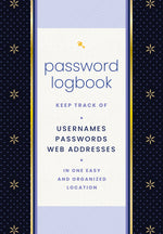 Book cover for Password Logbook (Black & Gold): Keep Track of Usernames, Passwords, Web Addresses in One Easy and Organized Location