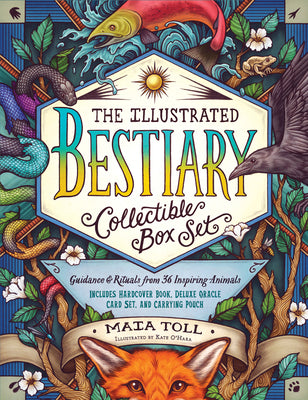 Book cover for The Illustrated Bestiary Collectible Box Set: Guidance and Rituals from 36 Inspiring Animals; Includes Hardcover Book, Deluxe Oracle Card Set, and Car