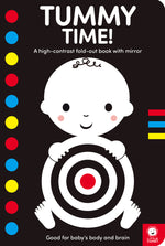 Book cover for Tummy Time!: A High-Contrast Fold-Out Book with Mirror for Babies