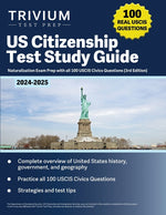 Book cover for US Citizenship Test Study Guide 2024-2025: Naturalization Exam Prep with all 100 USCIS Civics Questions
