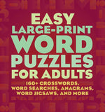 Book cover for Easy Large-Print Word Puzzles for Adults: 160+ Crosswords, Word Searches, Anagrams, Word Jigsaws, and More