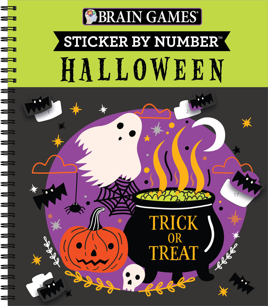 Book cover for Brain Games - Sticker by Number: Halloween (Trick or Treat Cover): Volume 2