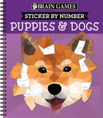 Book cover for Brain Games - Sticker by Number: Puppies & Dogs - 2 Books in 1 (42 Images to Sticker)