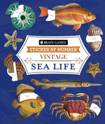 Book cover for Brain Games - Sticker by Number - Vintage: Sea Life (28 Images to Sticker)