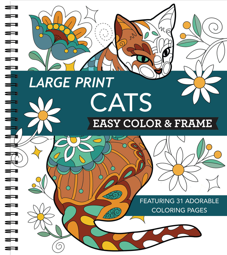 Book cover for Large Print Easy Color & Frame - Cats (Stress Free Coloring Book)