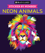 Book cover for Brain Games - Sticker by Number: Neon Animals