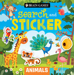 Book cover for Brain Games - Search and Sticker: Animals (for Kids Ages 3-6)