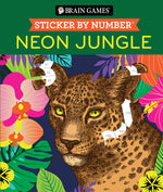 Book cover for Brain Games - Sticker by Number: Neon Jungle (28 Images to Sticker)