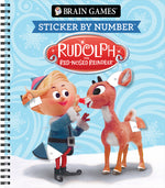 Book cover for Brain Games - Sticker by Number: Rudolph the Red-Nosed Reindeer
