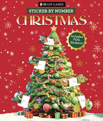 Book cover for Brain Games - Sticker by Number: Christmas (24 Images to Sticker - Watercolor Tree Cover): Includes 2 Foil Sticker Sheets to Complete Each Image!
