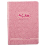 Book cover for KJV Kids Bible, 40 Pages Full Color Study Helps, Presentation Page, Ribbon Marker, Holy Bible for Children Ages 8-12, Light Pink Hearts Faux Leather F