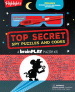 Book cover for Brainplay Top Secret Spy Puzzles and Codes: Puzzle Book Packed with Brain Teasers and Hidden Pictures Challenges for Kids 7 and Up
