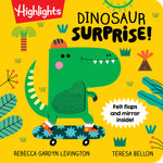 Book cover for Dinosaur Surprise!: Dino Book with Peekaboo Flaps and Mirror, Pop-Up Dinosaur Board Book for Babies and Toddlers to Laugh, Play and Build Fine Motor S