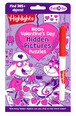 Book cover for Neon Valentine's Day Hidden Pictures Puzzles: Bright Neon Hidden Pictures Book Filled with Valentines Day Puzzles, Heart-Shaped Surprised and Hundreds