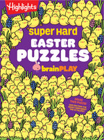 Book cover for Super Hard Easter Puzzles Brainplay: Easter Puzzle and Activity Book with Over 75 Brain-Teasing Mazes, Logic Games, Hidden Object Puzzles and More for