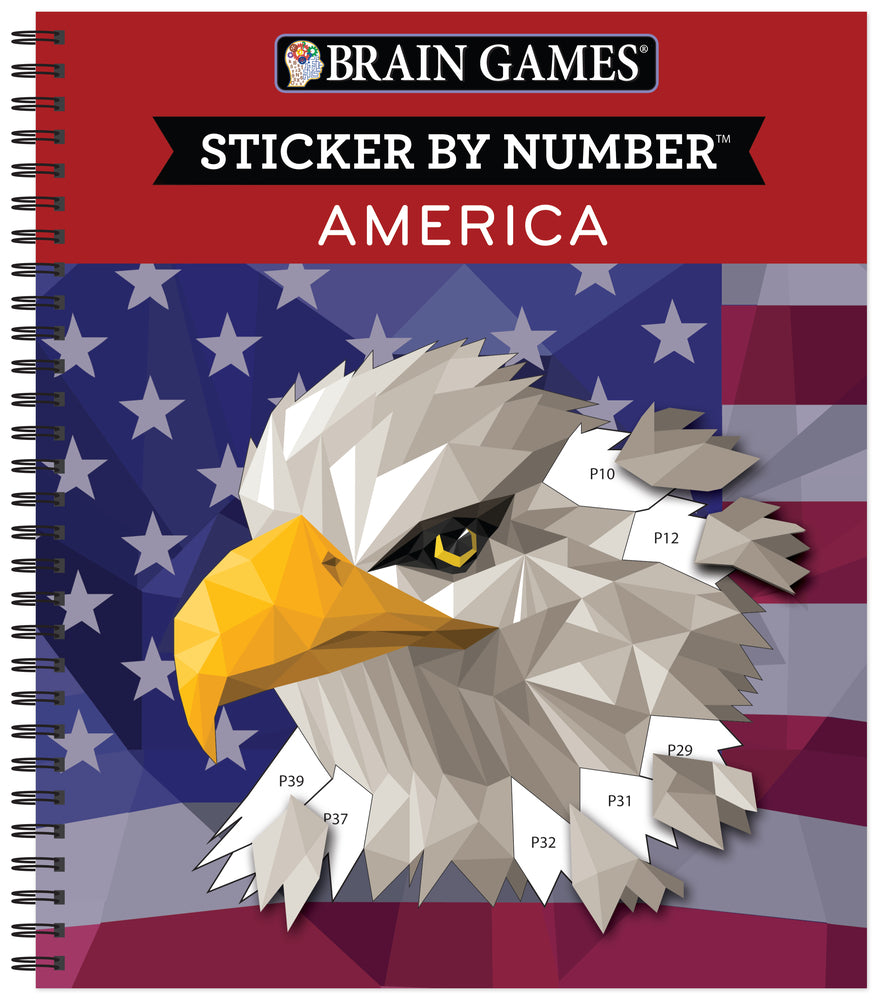 Book cover for Brain Games - Sticker by Number: America (28 Images to Sticker)