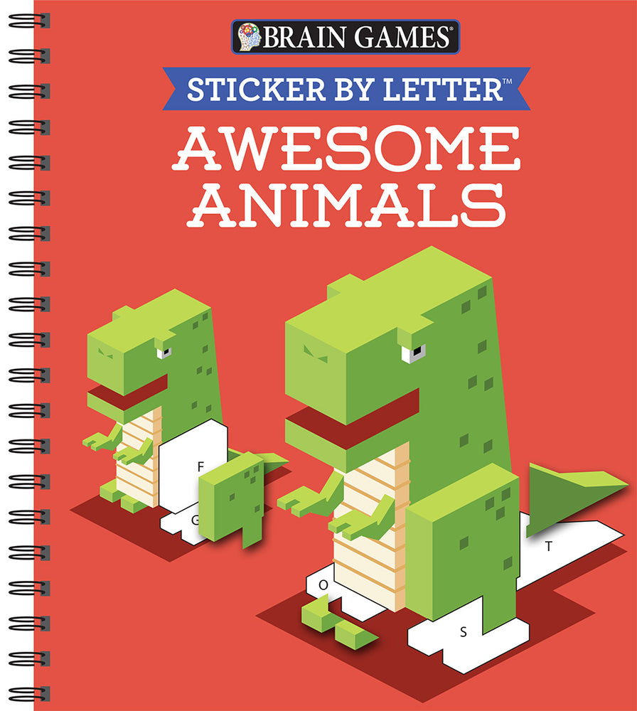 Book cover for Brain Games - Sticker by Letter: Awesome Animals (Sticker Puzzles - Kids Activity Book)