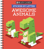 Book cover for Brain Games - Sticker by Letter: Awesome Animals (Sticker Puzzles - Kids Activity Book)