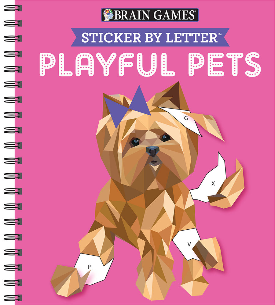 Book cover for Brain Games - Sticker by Letter: Playful Pets (Sticker Puzzles - Kids Activity Book)
