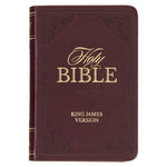 Book cover for KJV Holy Bible, Mini Pocket Size, Faux Leather Red Letter Edition - Ribbon Marker, King James Version, Burgundy