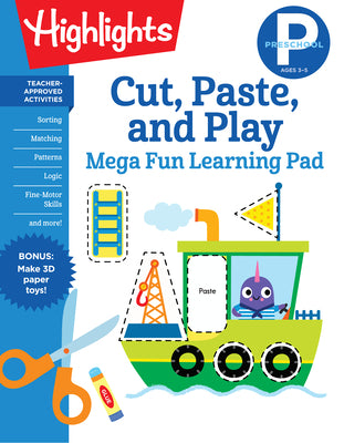 Book cover for Preschool Cut, Paste, and Play Mega Fun Learning Pad