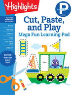 Book cover for Preschool Cut, Paste, and Play Mega Fun Learning Pad