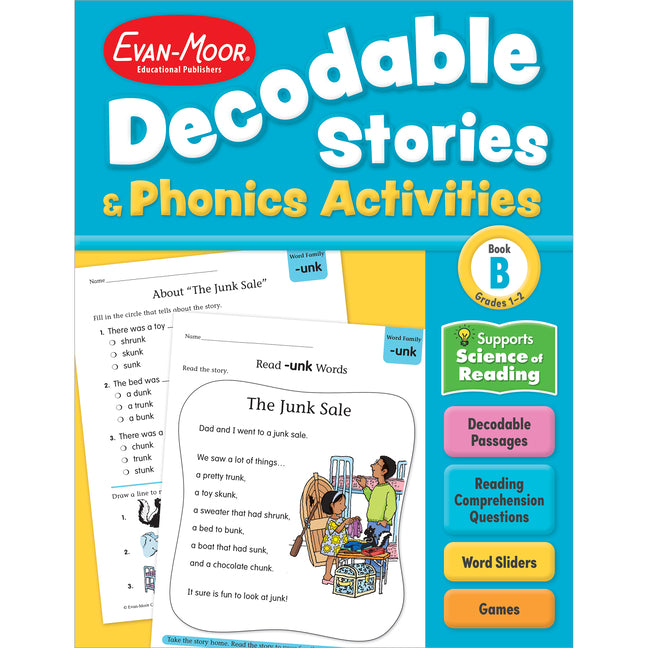 Book cover for Decodable Stories and Phonics Activities, Book B, Grades 1-2