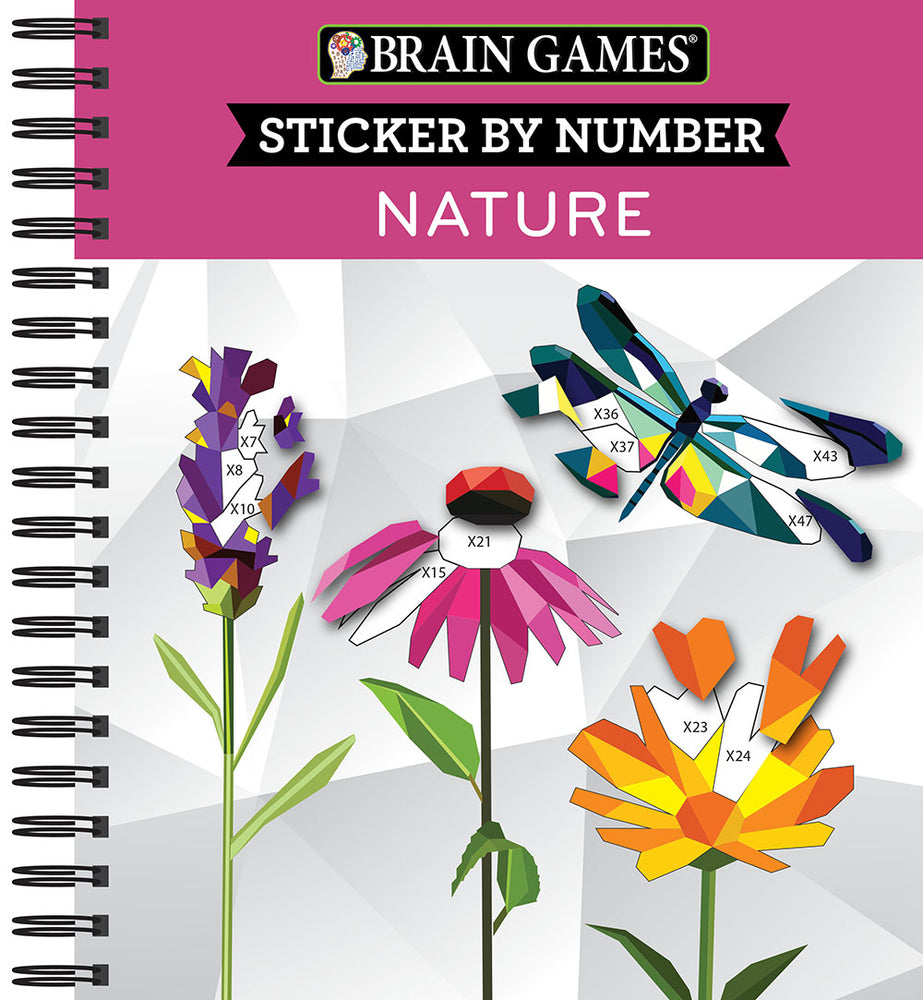 Book cover for Brain Games - Sticker by Number: Nature - 2 Books in 1 (42 Images to Sticker)