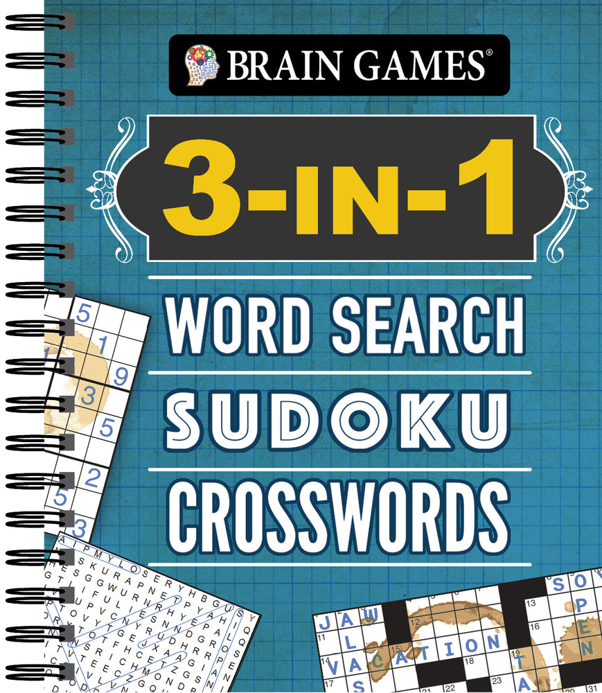 Book cover for Brain Games - 3-In-1: Word Search, Sudoku, Crosswords
