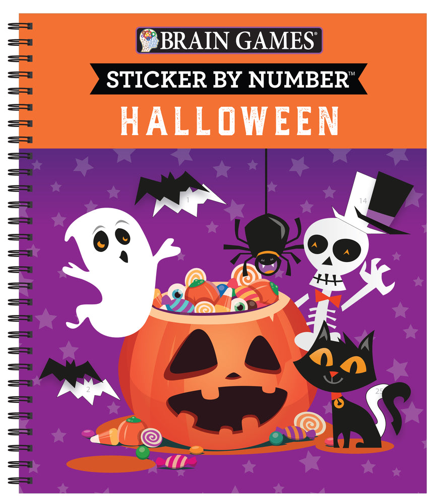 Book cover for Brain Games - Sticker by Number: Halloween: Volume 1