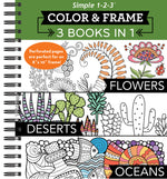 Book cover for Color & Frame - 3 Books in 1 - Flowers, Deserts, Oceans (Adult Coloring Book)