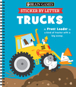 Book cover for Brain Games - Sticker by Letter: Trucks