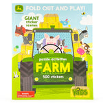 Book cover for John Deere Kids Farm: 500 Stickers and Puzzle Activities: Fold Out and Play!
