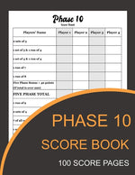 Book cover for Phase 10 Score Book: Phase Ten Card Game Record Keeper Book and Writing Note to Record Your Scores Playing Phase 10