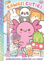 Book cover for Kawaii Cuties: Coloring Book with Rainbow Pencil