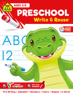 Book cover for School Zone Preschool Write & Reuse Workbook