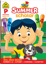 Book cover for School Zone Preschool Summer Scholar Workbook